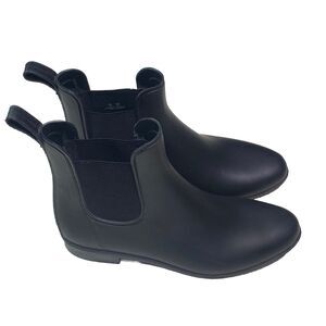 SAM EDELMAN Rain Boots Pull On Ankle Rubber Stretch Logo Womens Size 10 Black